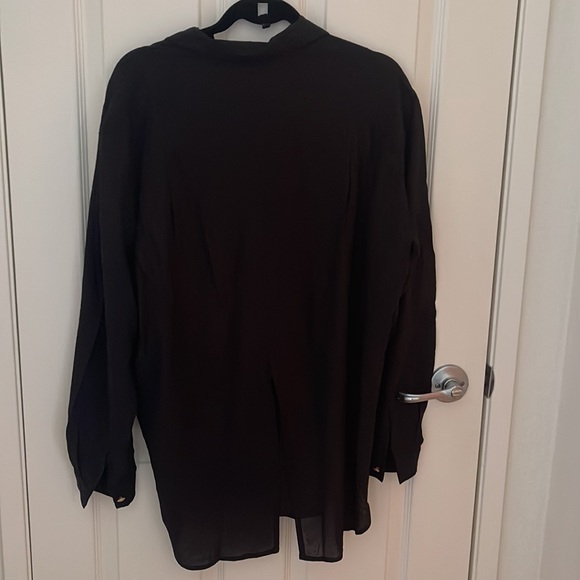 ROCCOBAROCCO Jeans black blouse Tunic caftan button down Large VINTAGE Italy - Picture 5 of 6